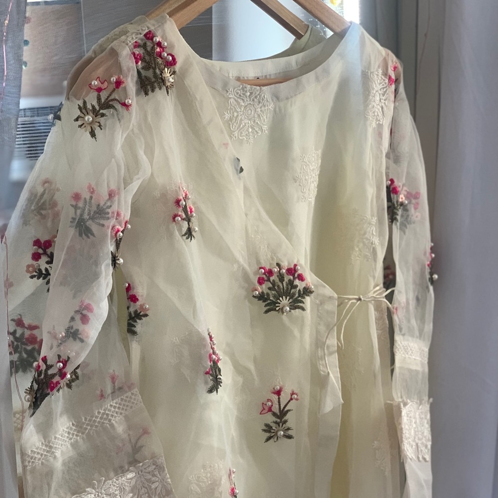 White Floral Beaded Salwar suit